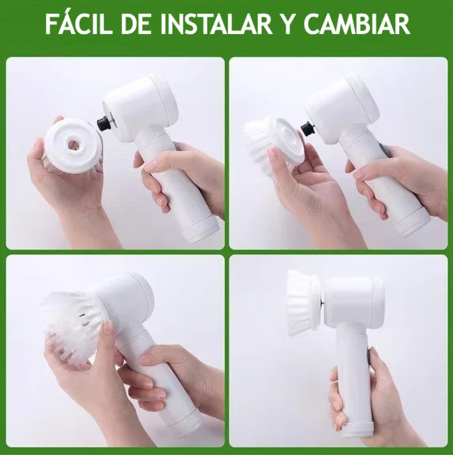 Cepillo eléctrico giratorio para limpieza, 5 en 1, con 5 cabezales reemplazables.