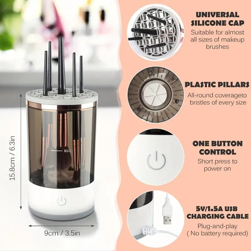 Limpiador de brochas de maquillaje eléctrico
