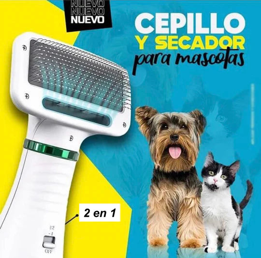 Cepillo Secador Para Mascotas 🐶2 En 1🐱 - Seca y Cepilla a la vez