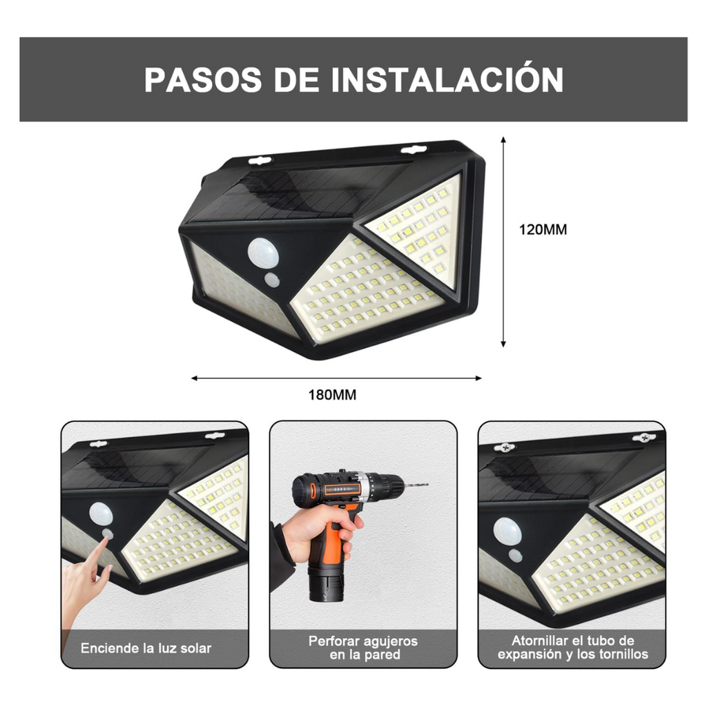 Lámpara Solar LED con sensor | PACK 3 UNDS