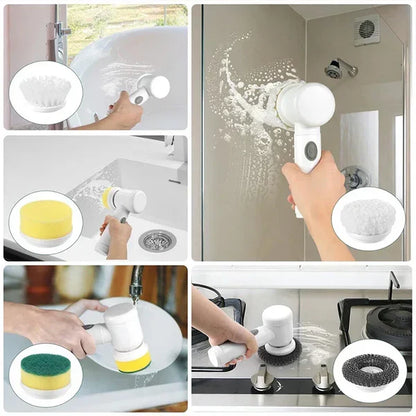 Cepillo eléctrico giratorio para limpieza, 5 en 1, con 5 cabezales reemplazables.