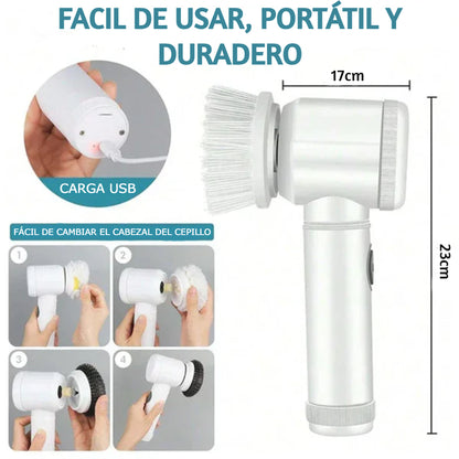 Cepillo eléctrico giratorio para limpieza, 5 en 1, con 5 cabezales reemplazables.