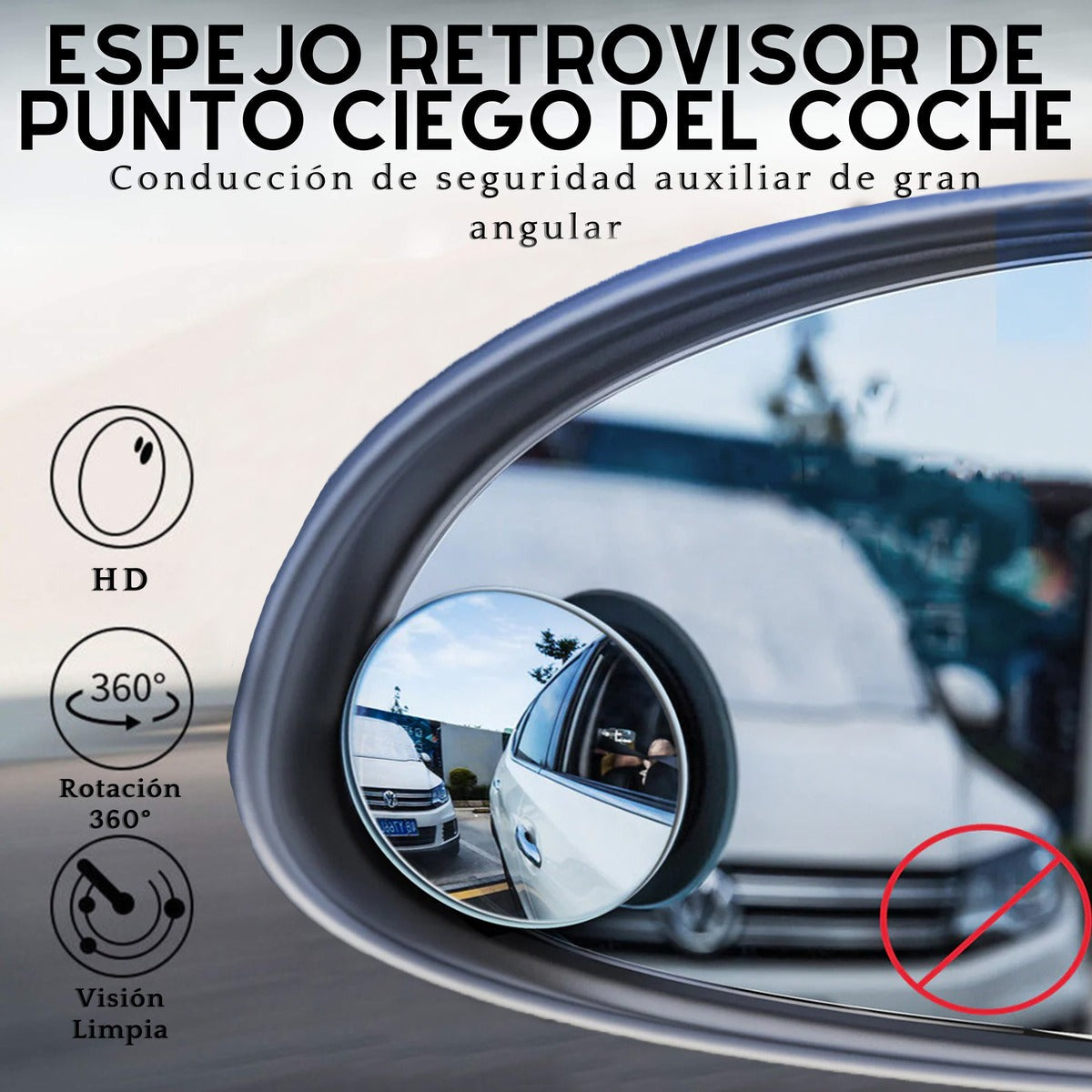 Espejo retrovisor 360° -Punto Ciego- Evita accidentes
